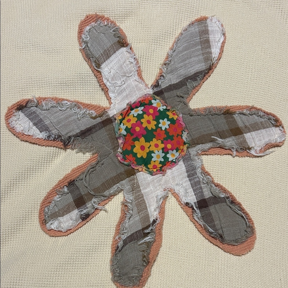 Women's Beige and Brown Floral Patch Tee - Picture 2 of 6